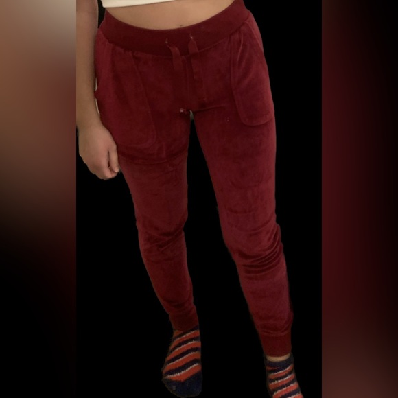 Calvin Klein Velvet Joggers - red - Worn/washed once - good condition. Size XS - Picture 2 of 3